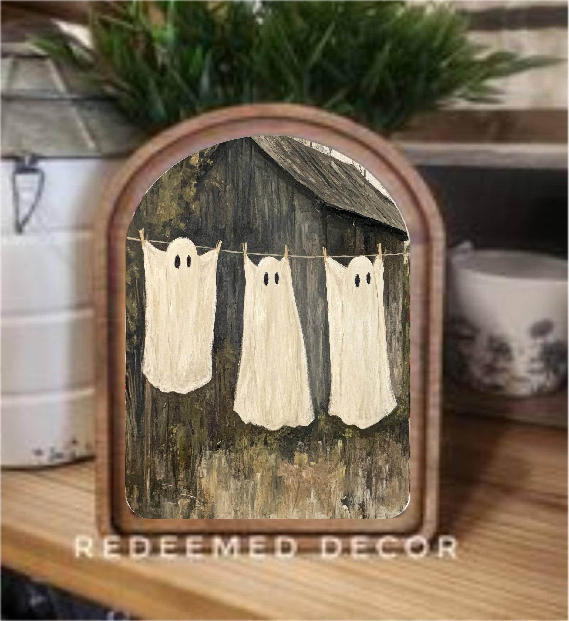 Arch Top Ghost Laundry Framed Art   : 6x8" - Lulu Bella Boutique