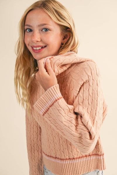 TWEEN KIDS GIRLS HOODED SWEATER  (7-14) : 7/8 - Lulu Bella Boutique