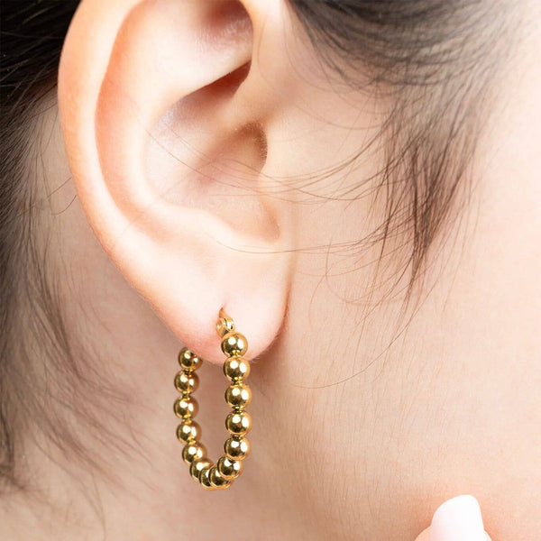 14K Gold Filled PLUS Circle Ball Hoop Earrings: Gold