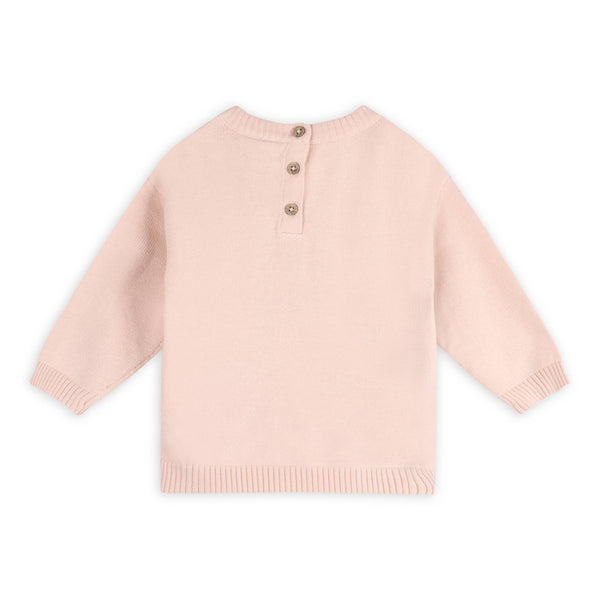Furry Cat 3D Knit Baby Pullover (Organic Cotton): Sweet Pink