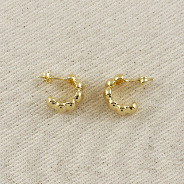 18k Gold Filled Scalloped C-Hoop Earrings - Lulu Bella Boutique