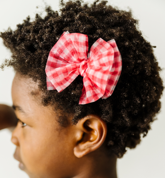 Baby Bling® 2-Pack Tulle Baby FAB® hair bow clips: Gingham Pink