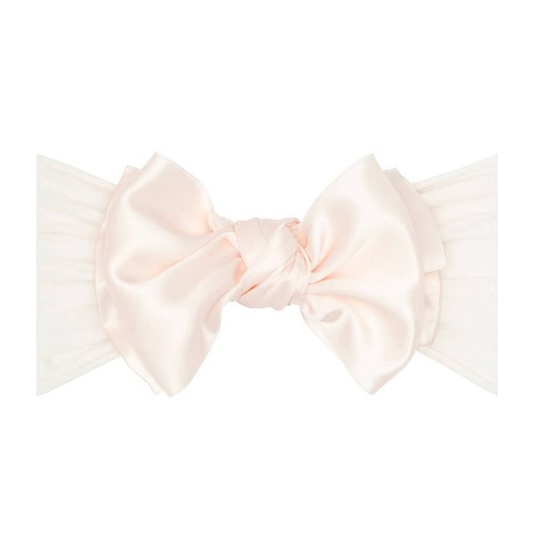 Baby Bling® Satin FAB® soft nylon headband with satin bow: Mushroom - Lulu Bella Boutique