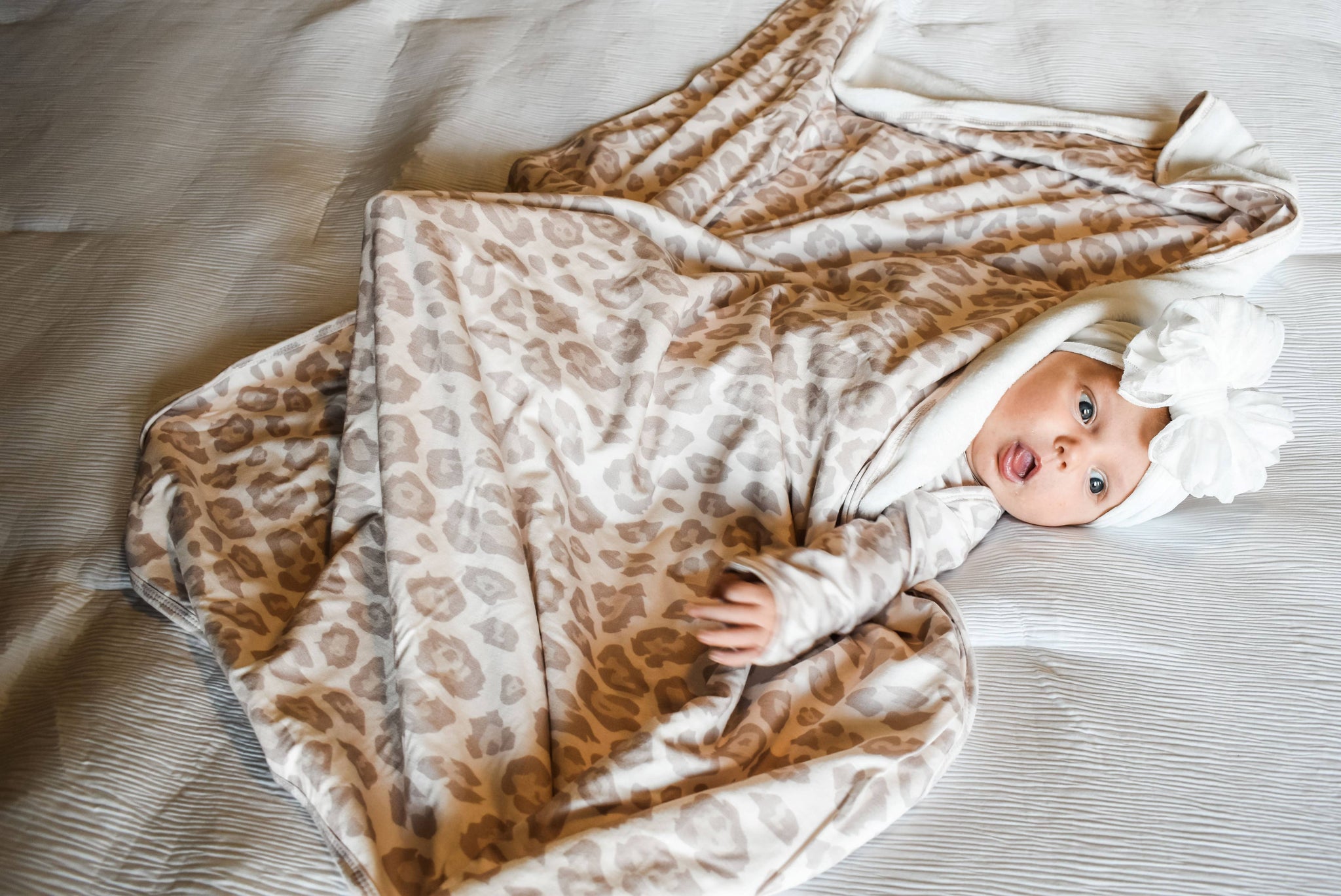 Natural Leopard Plush Swaddle