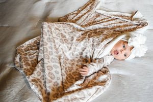 Natural Leopard Plush Swaddle