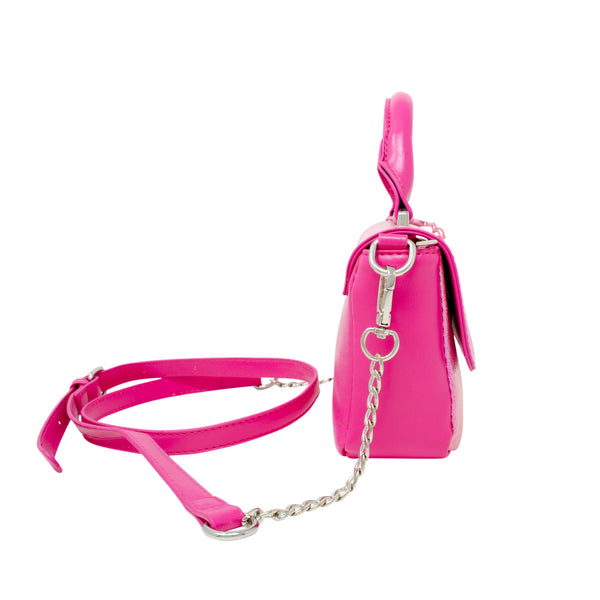 Shiny Baguette Heart Handbag: Hot Pink