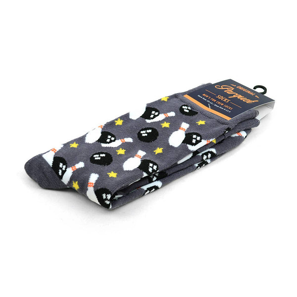 Bowling Novelty Socks for Men: Grey / 1 Piece