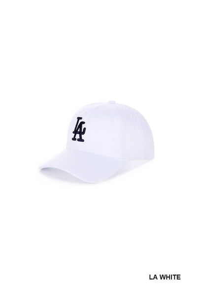 City Logo Embroidered Monogram Baseball Cap: LA WHITE