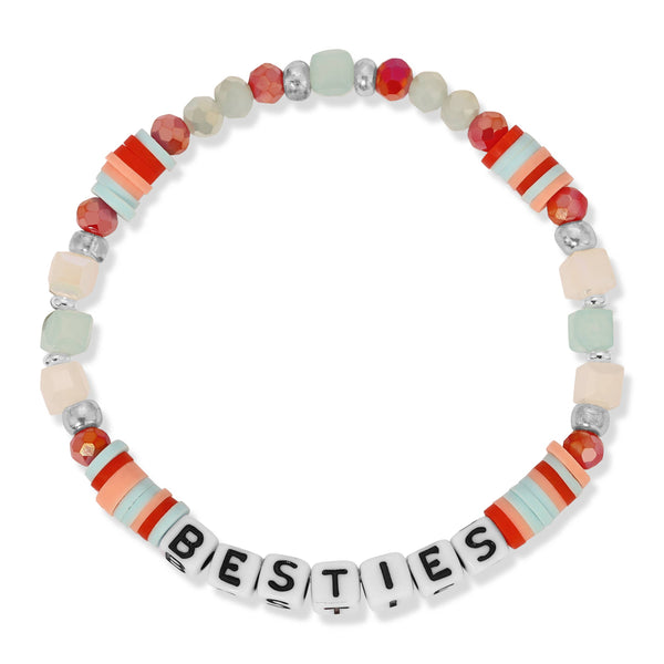 Kids Colorful Words Beaded Stretch Bracelets: Sisters - Midnight Blue - Lulu Bella Boutique