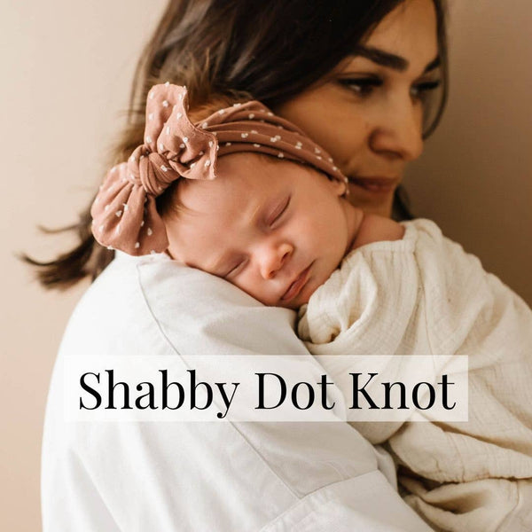 Baby Bling® Shabby Dot Knot soft nylon headband: Pink/Pink dot
