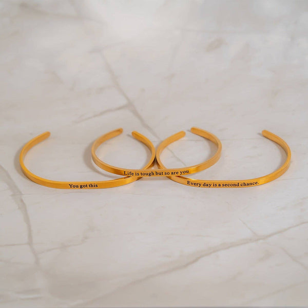 18K Gold PVD You Got This Engraved Bangle Bracelet: Gold