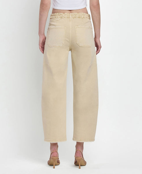 SUPER HIGH RISE BARREL JEANS F5831VBG: VINTAGE BEIGE / 24 - Lulu Bella Boutique