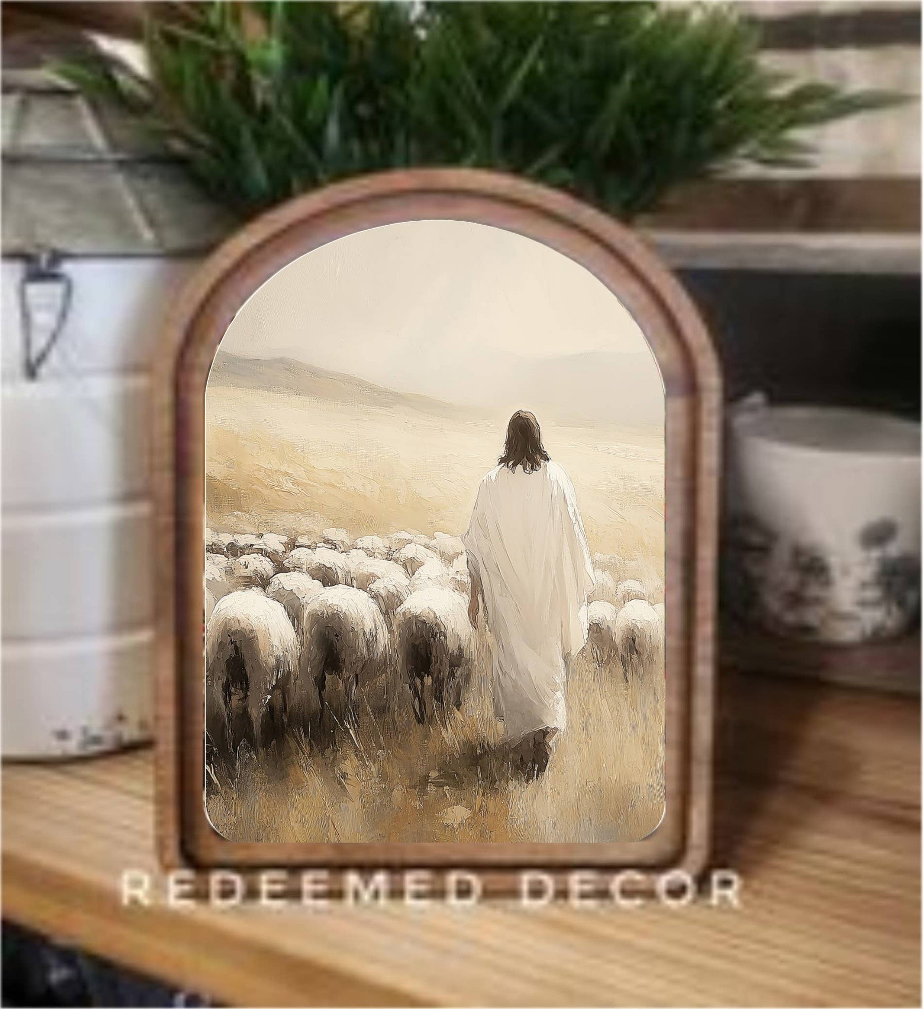 Arch Top Jesus Sheep Framed Art : 8.25x11" - Lulu Bella Boutique
