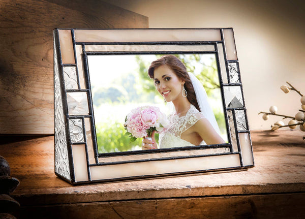 Ivory Opalescent Picture Frame - 4x6 By J Devlin Glass Art: 5x7 Vertical