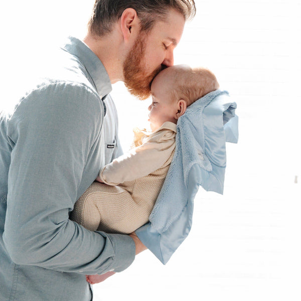 SATIN BORDER RECEIVING BLANKETS: Tan