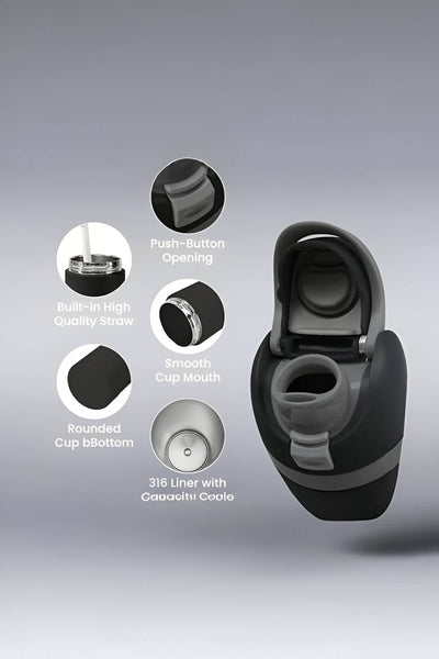 32oz Snap Lid Insulated Stainless Steel Bottle :HOT PINK