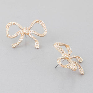 Rhinestone Bow Earrings: GCL