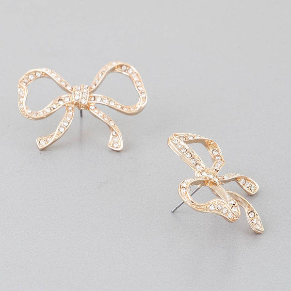 Rhinestone Bow Earrings: GCL