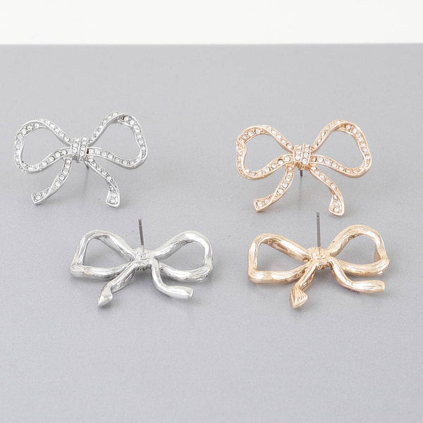 Rhinestone Bow Earrings: GCL