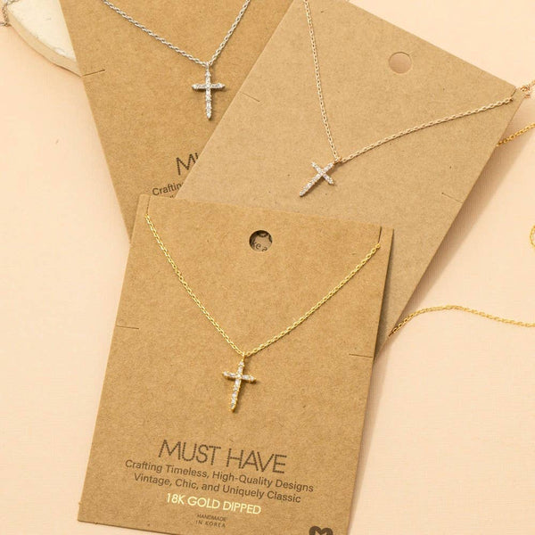 Cz Cross Pendant Necklace: S - Lulu Bella Boutique