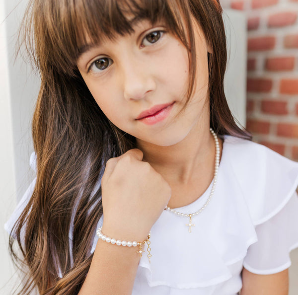 Kids14K Gold-Plated Baptism Cross Bracelet or Communion Gift: Small 0-12m - Lulu Bella Boutique