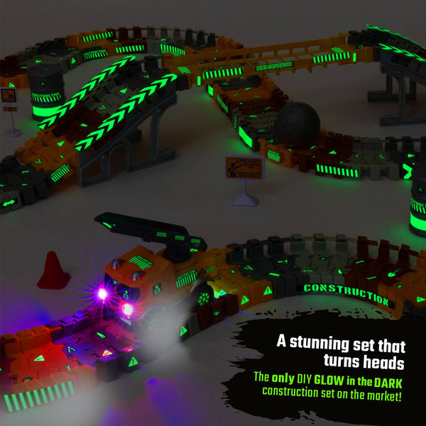 Construction Toy Track Car Set - STEM Glow in the Dark Toys