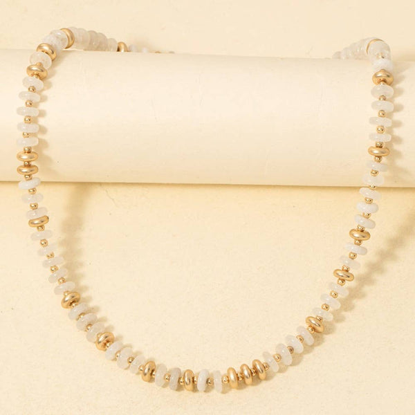 Semi Precious Stone Disc Beaded Necklace: LMUL