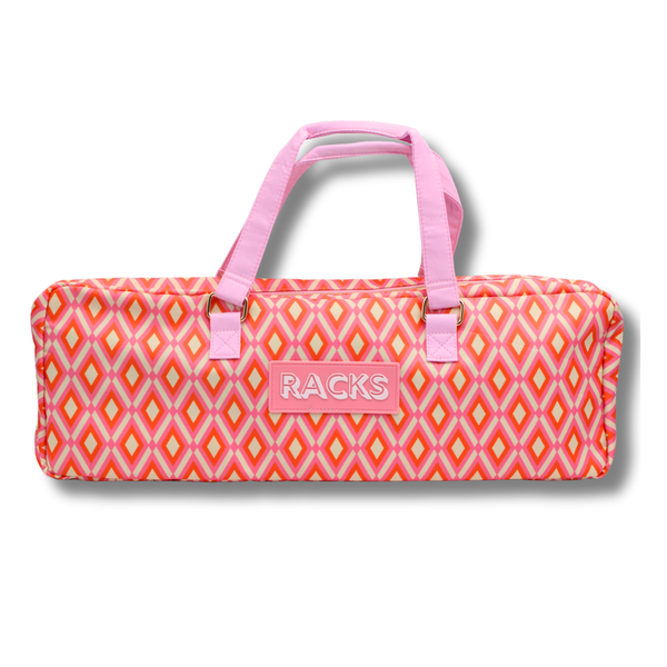 Mahjong Rack Bag  |  Fits 20" Racks + Folded Mat : Stripes- Pink & Red Rack Bag
