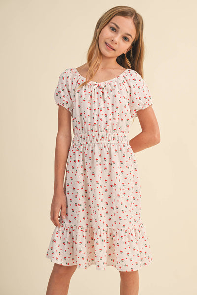 TWEEN KIDS GIRLS PUFF SLV JULIETTE WAIST TIERED DRESS (7-12): 7 - Lulu Bella Boutique
