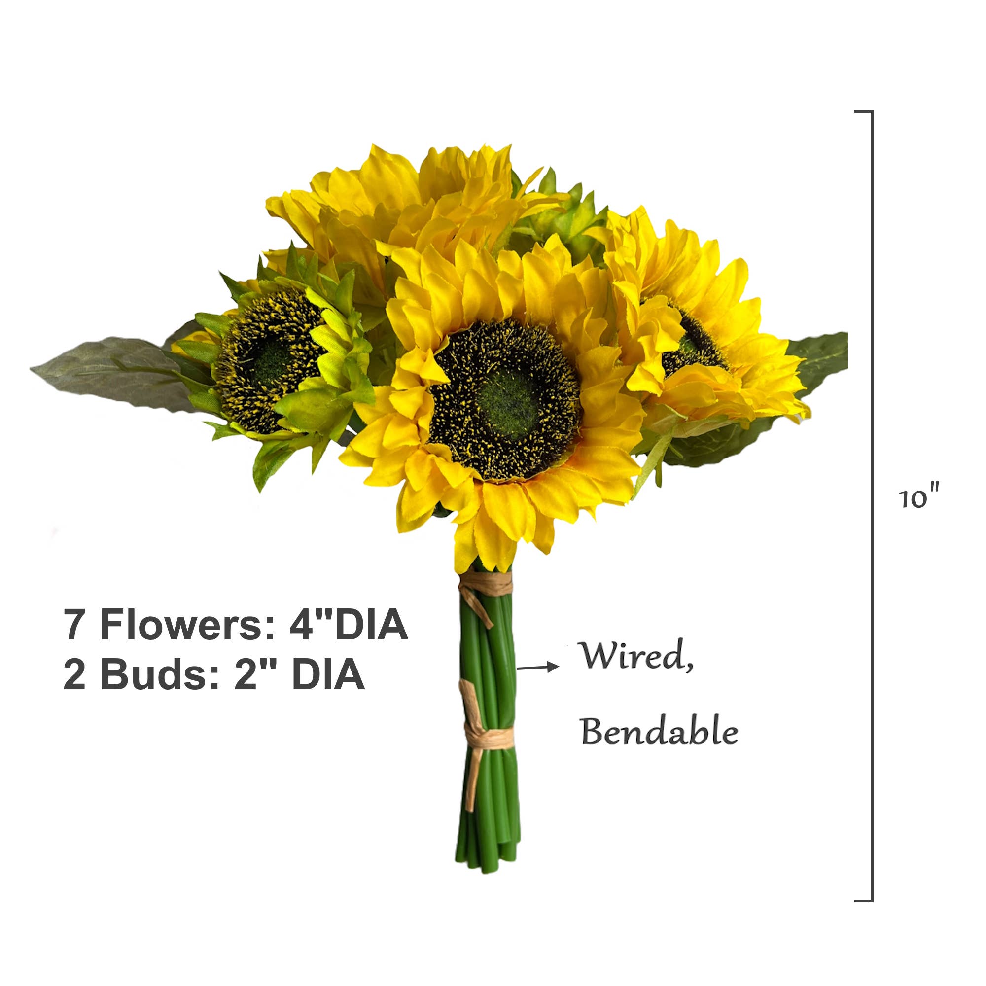 9 Stem Bundle-Artificial Sunflower-Vibrant Yellow