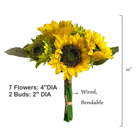 9 Stem Bundle-Artificial Sunflower-Vibrant Yellow