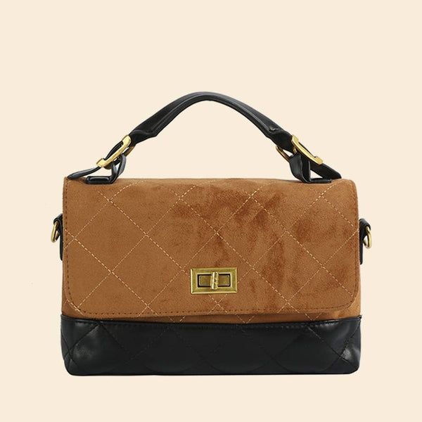 Leather Quilt Flap Satchel: BR