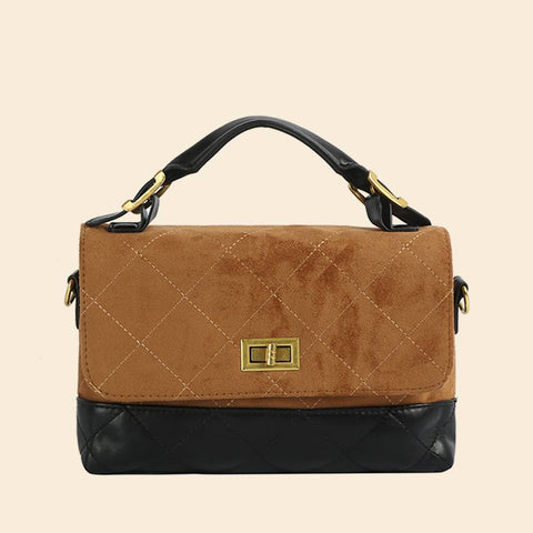 Leather Quilt Flap Satchel: BR