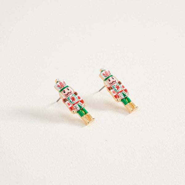 1 In Enamel Christmas Nutcracker Floral Print Post Earrings: Hot Pink / ONE