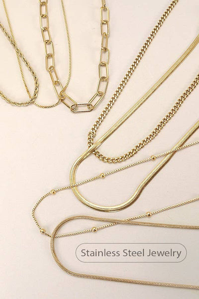 STAINLESS STEEL WATERPROOF TARNISH FREE NECKLACE | 40NK318: SNAKE - Lulu Bella Boutique