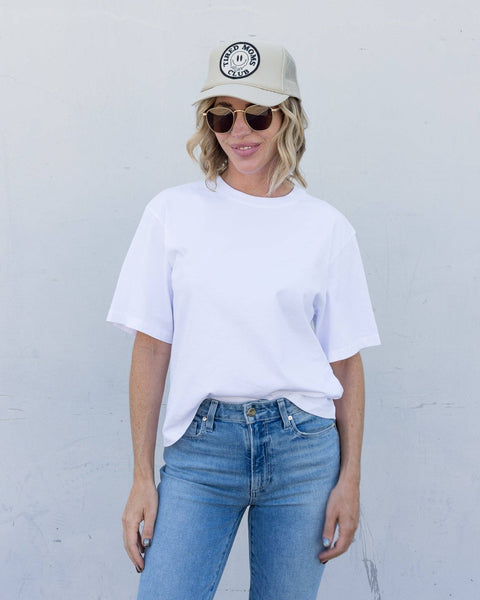 Tired Moms Club Trucker Hat in Tan - Lulu Bella Boutique