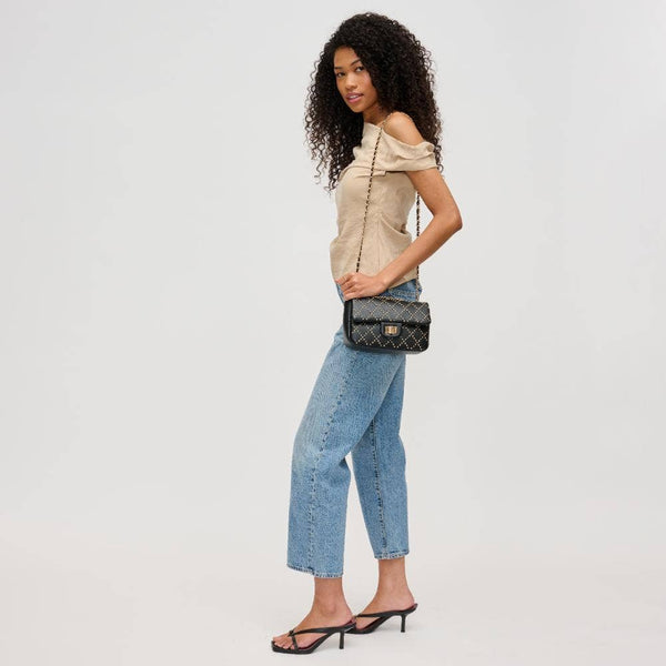 Avery Studded Crossbody: Chocolate - Lulu Bella Boutique