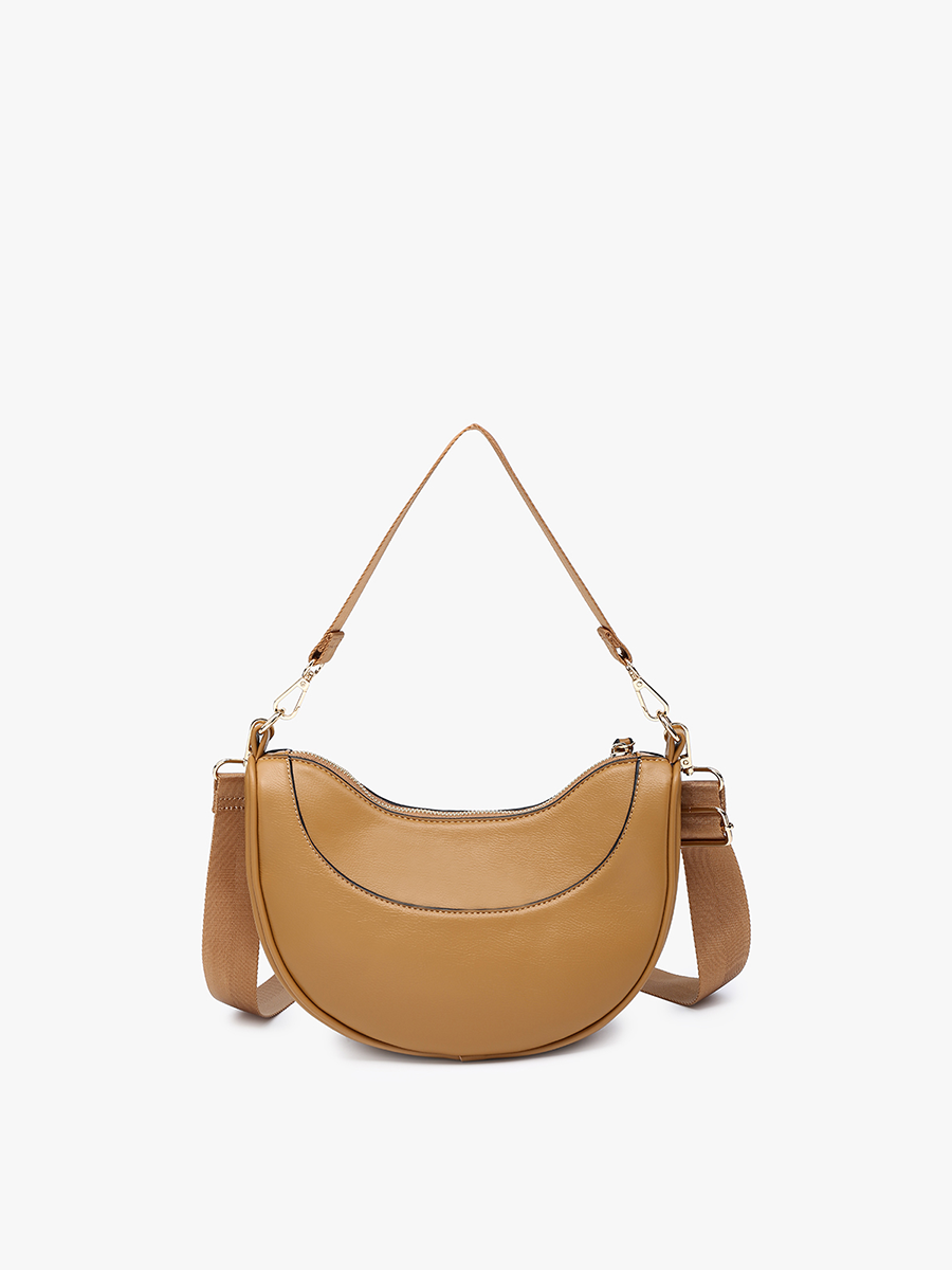 M2467 Monica Half-Moon Shoulder Bag/Crossbody: Tan | Lulu Bella