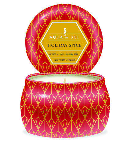 Aqua De SOi LE Holiday Spice  9oz Holiday Soy Candles Tin