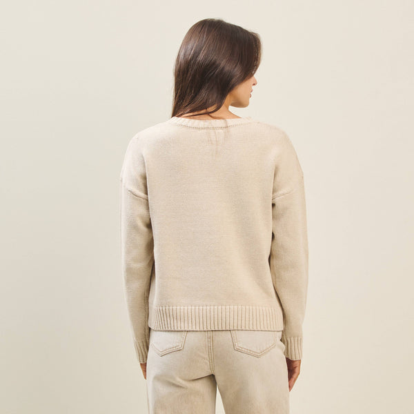 Bow dog sweater: Natural / S - Lulu Bella Boutique