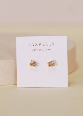 Baguette Cluster - Champagne CZ - Gold Earrings