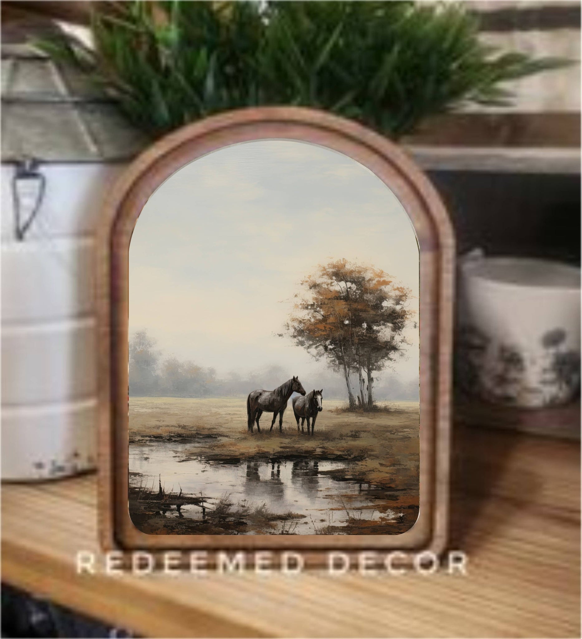 Arch Top Pasture Horses Framed Art : 8.25x11" - Lulu Bella Boutique