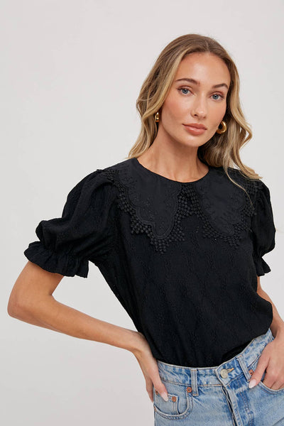 Lace Collar Top - Lulu Bella Boutique