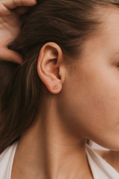 Offset Trio - White CZ - Gold Earrings - Lulu Bella Boutique