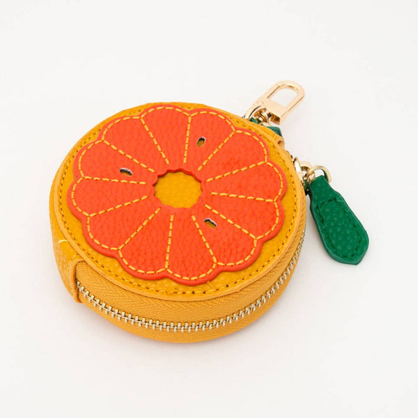 Faux Leather Orange Keychain / Bag Charm / Coin Purse - Lulu Bella Boutique