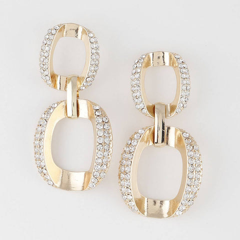 Jeweled Link Chain Drop Earrings: GCL