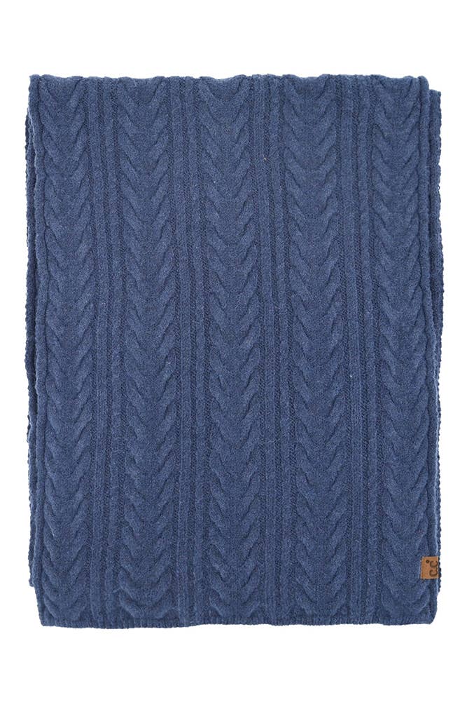 C.C Cable Winter Scarf: Navy