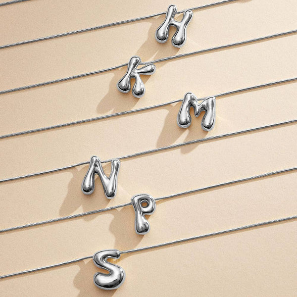 18K Gold Dipped Assorted Letters Bubble Monogram Necklaces: Gd - Lulu Bella Boutique