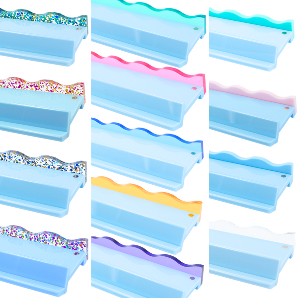 MAHJONG RACK PUSHER ADD ON-MAGNETIC | Premium Acrylic Set(4): Transparent-Wavy-Pink