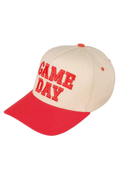 C.C GAME DAY Embroidered Cotton Baseball Cap: Red - Lulu Bella Boutique
